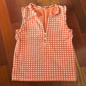 Loft Gingham Ruffle Sleeve top, S